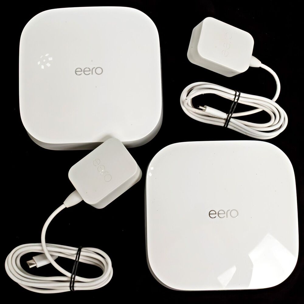 eero Pro 6 Tri-Band Mesh WiFi 6 Router Model K010001 x2 w/Power - Damaged Cord